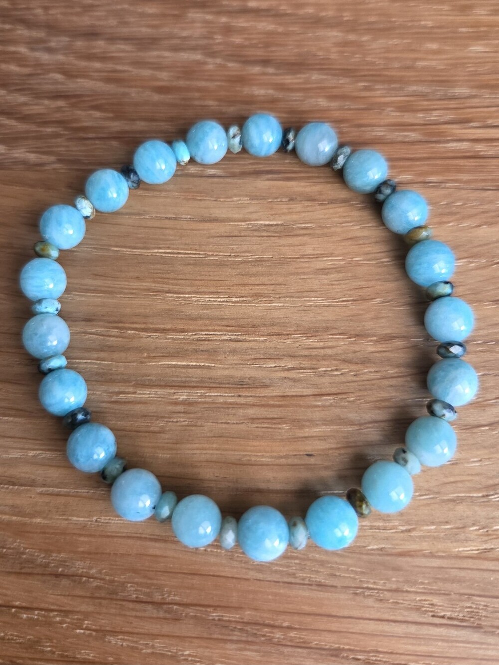 Amazonite & African Turquoise Beaded Stretch Bracelet | Handmade